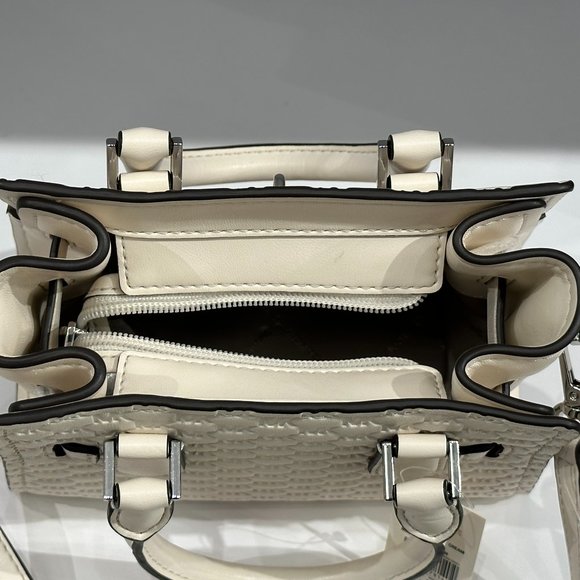 Michael Kors Hamilton MINI Shoulder Crossbody Bag Embossed MK Light Cream - Picture 11 of 16